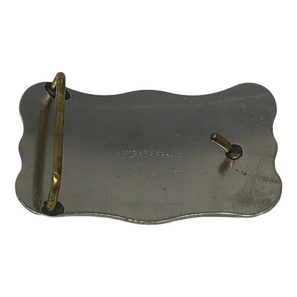 Chambers Belt Co. Buckle Silver Goldtone Square Dancing Couple Man Woman Vintage - Picture 2 of 4